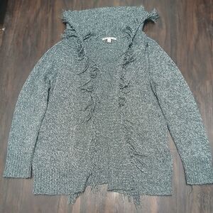 Carolyn Taylor Heather Gray Fringe Cardigan